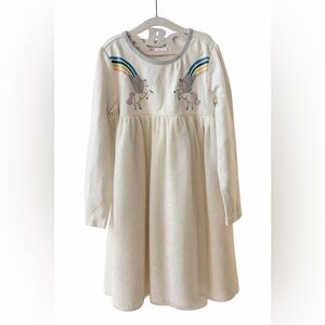 Hanna Andersson Cream Dress with Unicorn and Rainbow